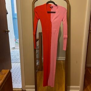 Staud pink and red dress